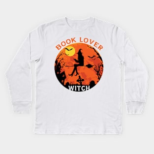 Book Lover Witch Kids Long Sleeve T-Shirt